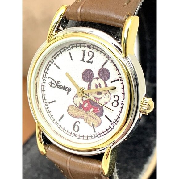 Disney Mickey Mouse Women\'s Watch White Dial Brown Leather Band Quartz W000551 main image 11